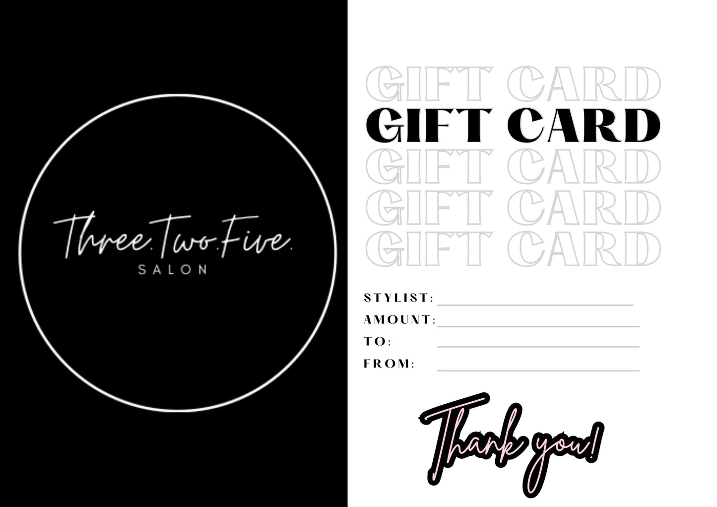 SALON GIFT CARD